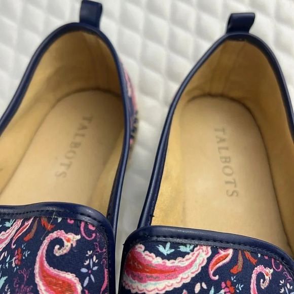Talbots India Ink Multi Izzy Toe Cap Espadrille Flats Canvas Paisley Blue Sz 7.5 - Picture 13 of 16